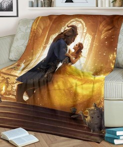 Beauty And The Beast Fleece Blanket Gift For Fan, Quilt Blanket Bedding Set Gift 382