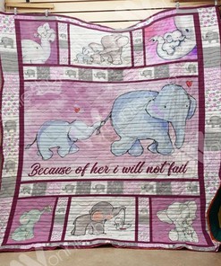 Because Of Her I Will Not Fail Elephant Quilt Blanket Bedding Set