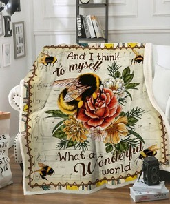 Bee And Flower And I Think To Myself What A Wonderful World Quilt Blanket Bedding Set