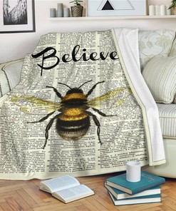 Bee Believe Funny Sherpa Fleece Blanket Gifts for Family, for Couple