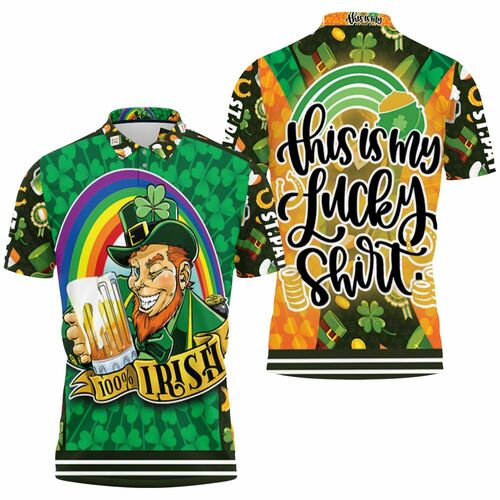 Beer Drinking Leprechaun Saint Patrick Day This Is My Lucky Shirt 3D All Over Print Polo Shirt