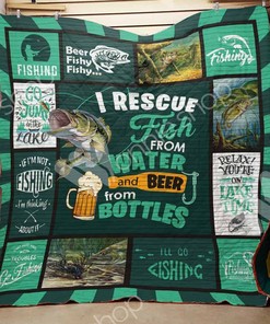 Beer I Rescure Fish From Water Fishing Quilt Blanket Bedding Set