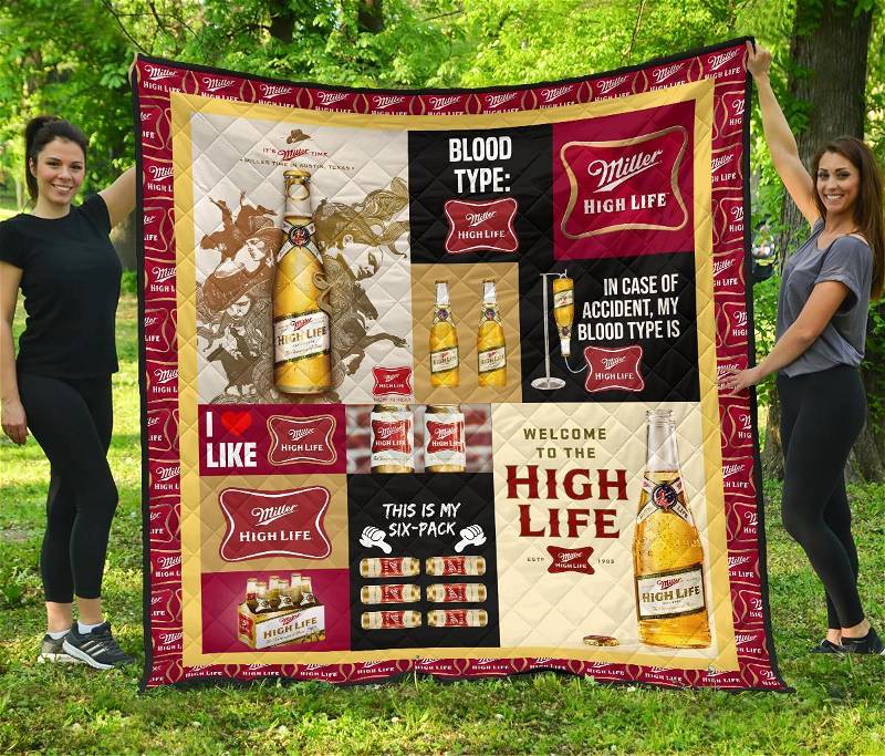 Beer Lover's Miller High Life Funny Quilt Gift