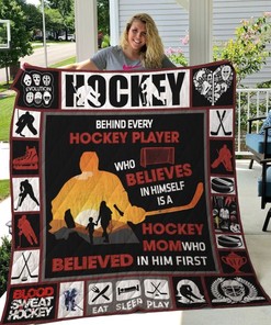 Behind Every Hockey Player Ice Hockey Mom Mother's Day Perfect Gifts For Ice Hockey Lover Quilt Blanket Bedding Set