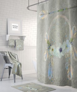 Beige Dreamcatcher Shower Curtain, Boho Style Home Decor