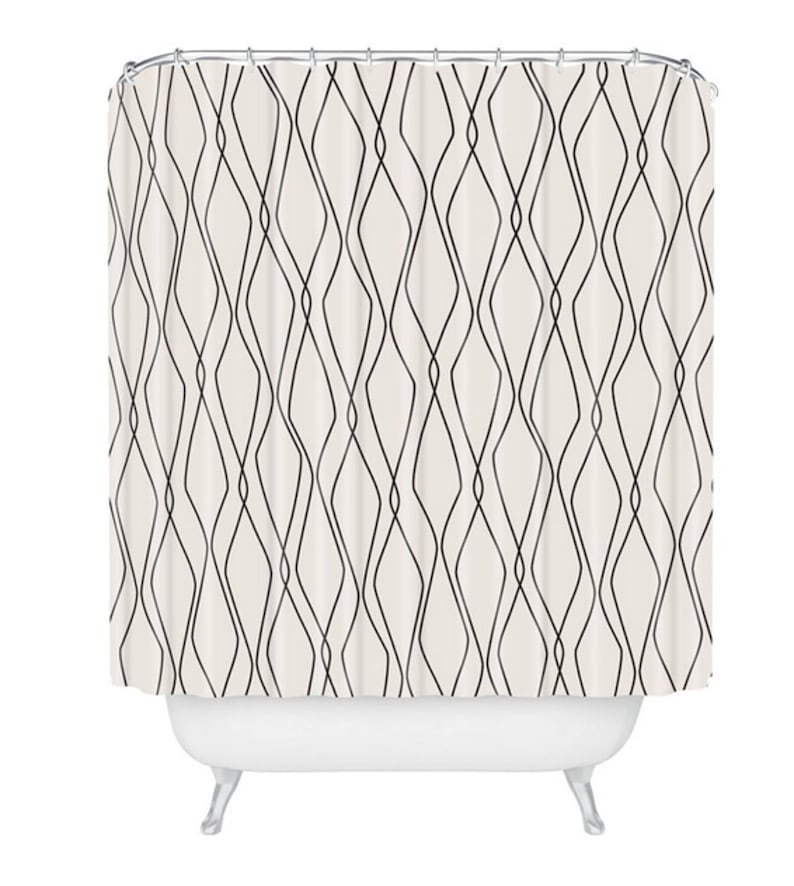 Beige Shower Curtain, Bathroom, Fuge Stone Design, Modern Geometric, Shower, Bathroom Decor, Minimalist Decor, Modern Home - Image 2
