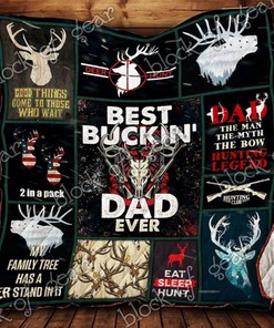 Best Buckin Dad Ever Deer Hunting Quilt Blanket Bedding Set