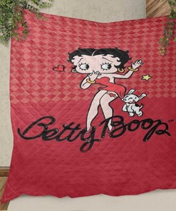 Betty Boop And Dog Love Christmas Gifts Lover Quilt Blanket Bedding Set, betty Boop Quilt Blanket Bedding Set