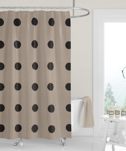 Big Black Watercolor Cutout Dots Shower Curtain Boho Lifestyle