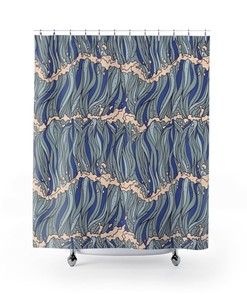 Big Fat Wave Blue Shower Curtain