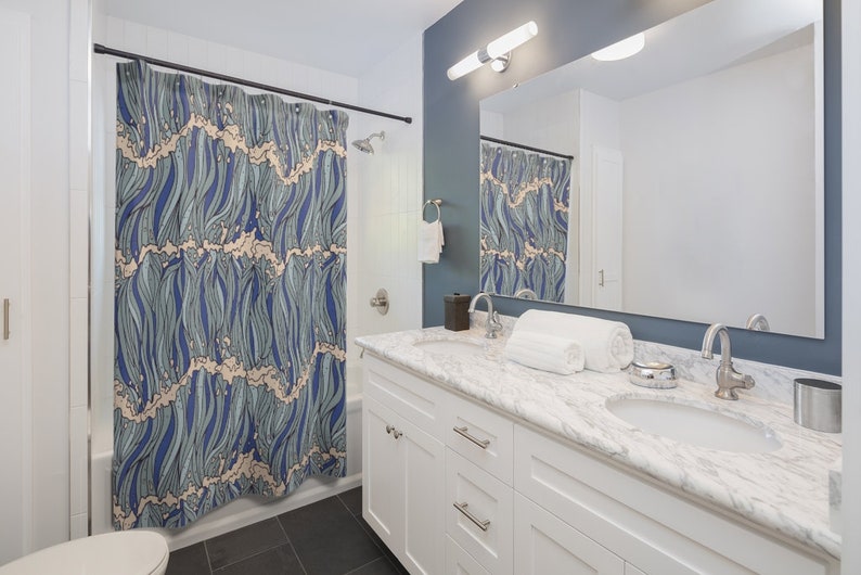 Big Fat Wave Blue Shower Curtain - Image 2