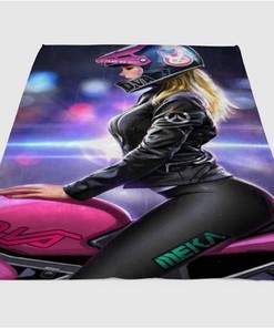 Bike Girl Sherpa Fleece Blanket Gifts for Family, for Couple