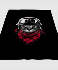 Biker Cat Backgrounds Sherpa Fleece Blanket Gifts for Family, for Couple