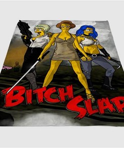 Bitch Slap Simpson Family Sherpa Fleece Blanket Gifts for Family, for Couple