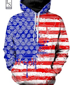 Bitcoin Flag USA 3D Hoodie