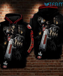 Black 49ers Hoodie 3D Skull Gun San Francisco 49ers Gift