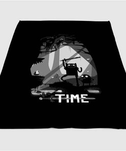 Black And White Adventure Time Sherpa Fleece Blanket Gifts for Family, for Couple