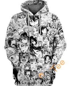 Black And White Cartoon Ahegao Hoodie 3D