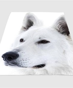 Black And White Dog Sherpa Fleece Blanket Gifts for Family, for Couple