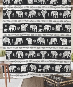 Black And White Elephant Shower Curtain Optional Set