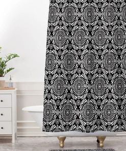 Black And White Shower Curtain, Bohemian Shower Curtain, Bath Curtain, Boho Decor, Mandala Shower Curtain, Black, Bathroom Decor