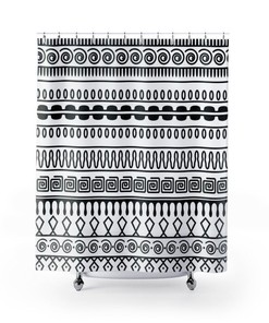 Black And White Shower Curtain Dorm Room Decor, Bathroom Decor