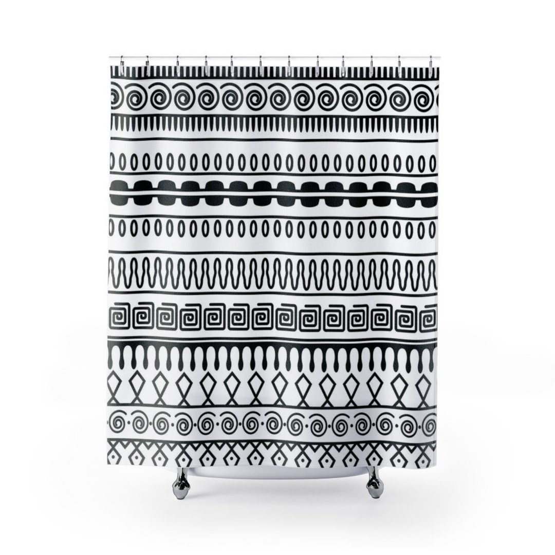 Black And White Shower Curtain Dorm Room Decor, Bathroom Decor