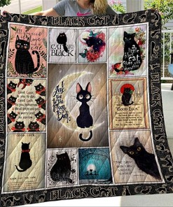 Black Cat Blanket I Love You To The Moon And Back Gift For Lovers Quilt