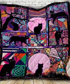 Black Cat Quilt Blanket Bedding Set