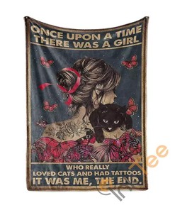 Black Cat Tattoo Girl Story Sherpa Fleece Blanket Gifts for Family, for Couple