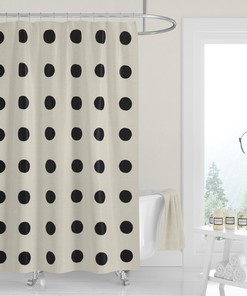 Black Dots Shower Curtain Bathroom Decor