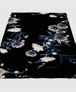 Black Floral Sherpa Fleece Blanket Gifts for Family, for Couple