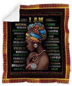 Black Girl I Am Natural Woman Fleece Blanket for Home Décor
