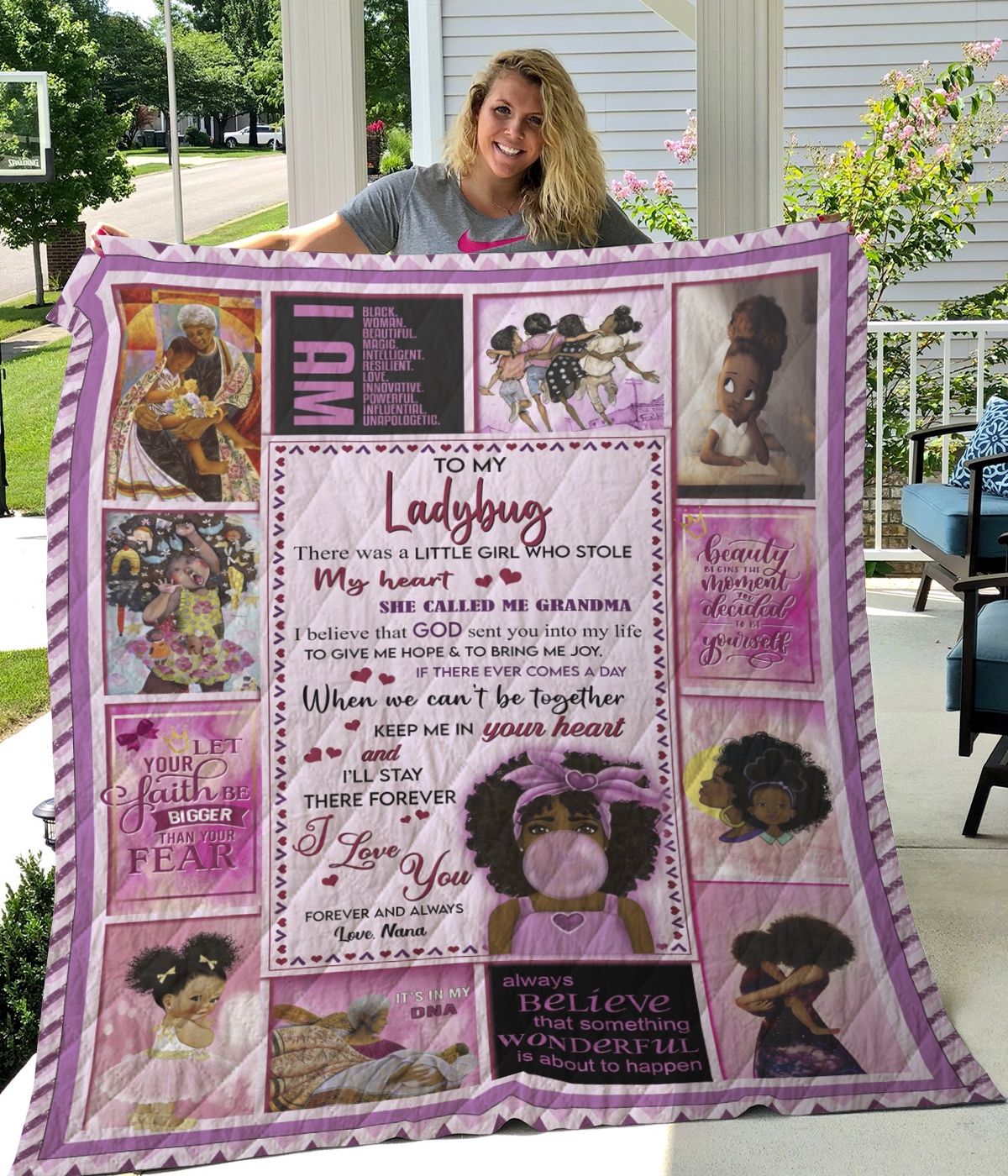 Black Girl To My Granddaughter Personalized Quilt Blanket Bedding Set