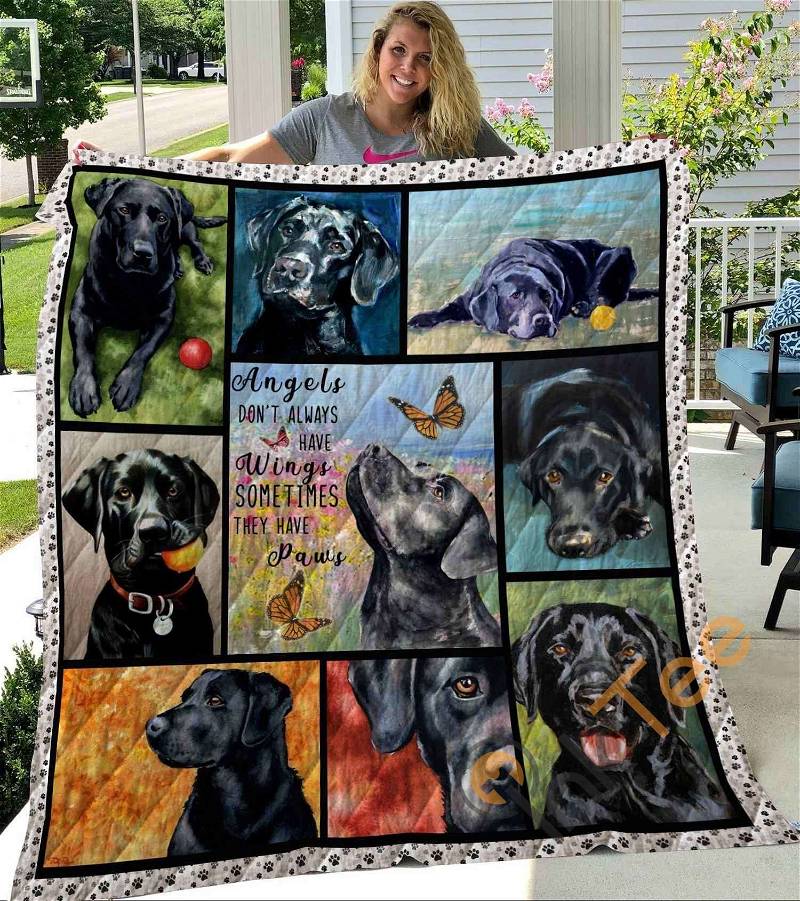 Black Labrador Quilt Blanket Bedding Set With Pillowcase Option