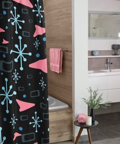 Black Mid Century Modern Inspired Shower Curtains