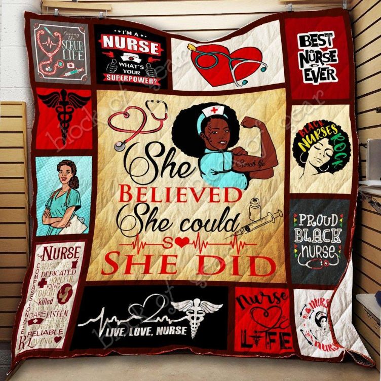 Black Nurse Quilt Blanket Bedding Set Gift for Home Décor