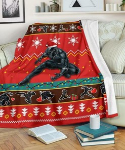 Black Panther Avengers Marvel Christmas Fleece Blanket Gift For Fan, Quilt Blanket Bedding Set Gift