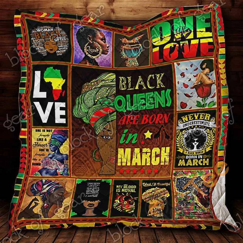 Black Queens Are Born In March Quilt Blanket Bedding Set