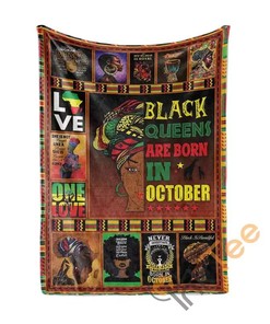 Black Queens Are Born In October Sherpa Fleece Blanket Gifts for Family, for Couple