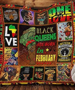 Black Queens Are Born in February Personalized Quilt Blanket Bedding Set with Pillowcases