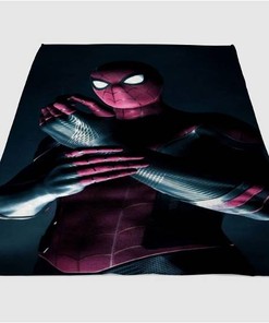 Black Spider Man Sherpa Fleece Blanket Gifts for Family, for Couple