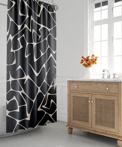Black and White Mid-Century Modern Shower Curtain, Boho, Abstract Bath Curtain, Minimalist, Contemporary Curtain, Modern Bath Decor