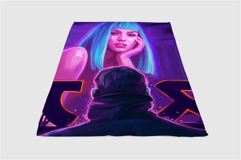 Blade Runner 2049 Painting Sherpa Fleece Blanket Gifts for Family, for Couple