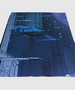 Blade Runner Building Blue Sherpa Fleece Blanket Gifts for Family, for Couple