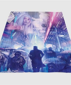 Blade Runner City Sherpa Fleece Blanket Gifts for Family, for Couple