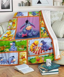 Blanket Cute Pooh and Eeyore Sherpa Fleece Blanket Gifts for Family, for Couple