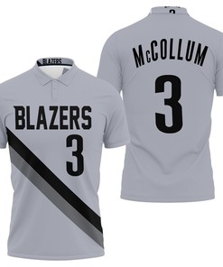 Blazers Cj Mccollum 2020-21 Earned Edition Gray Jersey Inspired 3D All Over Print Polo Shirt