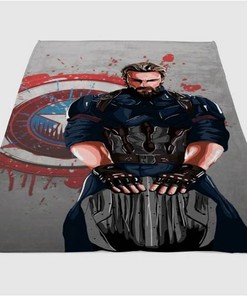 Bloody Captain America Shield Sherpa Fleece Blanket Gifts for Family, for Couple