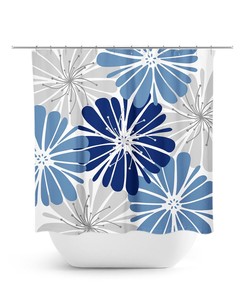 Blue And Gray Shower Curtain, Blue Bathroom, Floral Bath Curtain, Fabric Shower Curtain, Girls Bathroom, Blue Gray Bathroom
